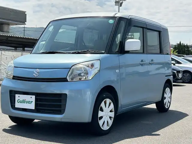 スズキ スペーシア X 岡山県 2013(平25)年 10.4万km フィズブルーパールメタリック/ホワイト 片側パワースライドドア　/ＥＴＣ　/ＡＡＣ　/エンジンスタートボタン　/アイドリングストップ　/ＵＳＢ入力端子　/パワーウィンドウ　/エアバックダブル　/ハロゲンライト　/ミュージックプレイヤー（ＡＵＸ）/ABS