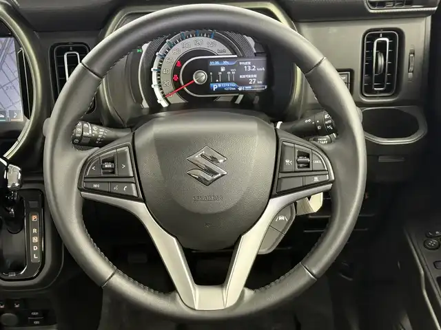 スズキ ハスラー タフワイルド 愛知県 2025(令7)年 0.2万km オフブルーメタリック/ブラック 2トーン スズキセーフティ/SUZUKIフロントグリルロゴ/純正9インチナビ/（CD/DVD/Bluetooth/フルセグTV）/全方位カメラ/ETC/本革巻ステアリング/ステアリングリモコン/シートヒーター/シートバックテーブル/ルーフレール/純正LEDライト/純正15インチAW/スペアキー/プッシュスタート