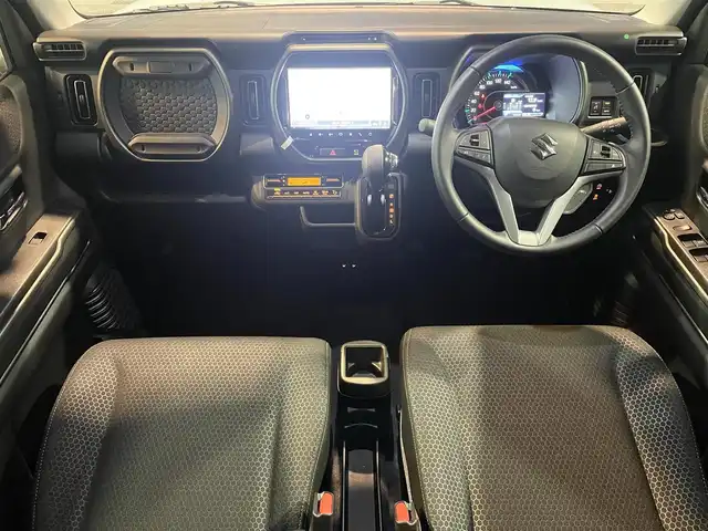 スズキ ハスラー タフワイルド 広島県 2025(令7)年 0.2万km オフブルーメタリック/ブラック 2トーン スズキセーフティ/純正9インチナビ/（CD/DVD/Bluetooth/フルセグTV）/全方位カメラ/ETC/本革巻ステアリング/ステアリングリモコン/運転席・助手席シートヒーター/シートバックテーブル/純正LEDヘッドライト/純正15インチAW/スペアキー/プッシュスタート/コーナーセンサー/アイドリングストップ