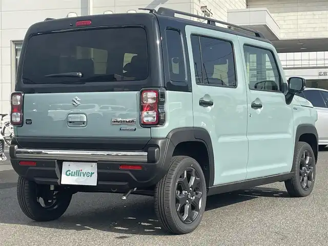 スズキ ハスラー タフワイルド 広島県 2025(令7)年 0.2万km オフブルーメタリック/ブラック 2トーン スズキセーフティ/純正9インチナビ/（CD/DVD/Bluetooth/フルセグTV）/全方位カメラ/ETC/本革巻ステアリング/ステアリングリモコン/運転席・助手席シートヒーター/シートバックテーブル/純正LEDヘッドライト/純正15インチAW/スペアキー/プッシュスタート/コーナーセンサー/アイドリングストップ