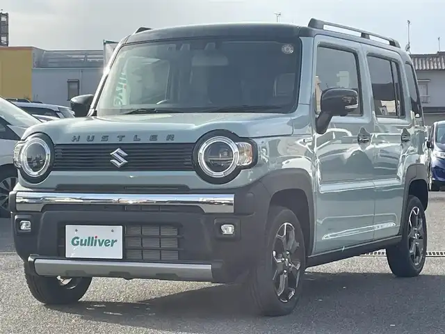 スズキ ハスラー タフワイルド 広島県 2025(令7)年 0.2万km オフブルーメタリック/ブラック 2トーン スズキセーフティ/純正9インチナビ/（CD/DVD/Bluetooth/フルセグTV）/全方位カメラ/ETC/本革巻ステアリング/ステアリングリモコン/運転席・助手席シートヒーター/シートバックテーブル/純正LEDヘッドライト/純正15インチAW/スペアキー/プッシュスタート/コーナーセンサー/アイドリングストップ