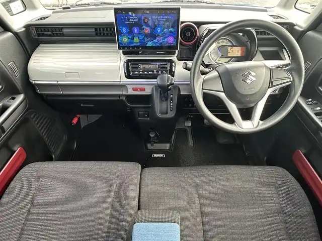 スズキ スペーシア HYBRID X 福島県 2018(平30)年 4.6万km ブリスクブルーM 社外アンドロイドディスプレイオーディオ/プッシュスタート/アイドリングストップ/両側パワースライドドア/D席シートヒーター/レーンキープアシスト/衝突軽減防止/横滑り防止/社外14インチAW/スペアキー１本/純正フロアマット/ドアバイザー/ETC
