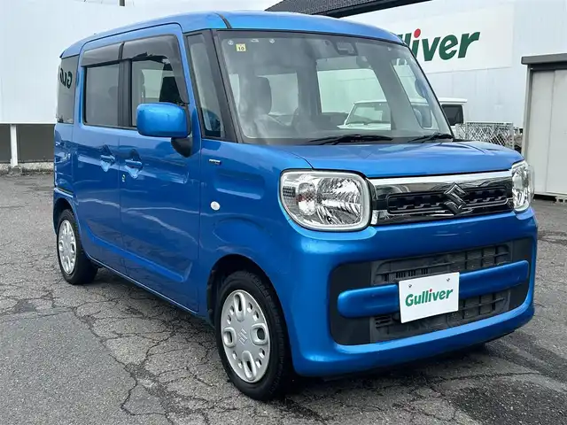 スズキ スペーシア HYBRID X 福島県 2018(平30)年 4.6万km ブリスクブルーM 社外アンドロイドディスプレイオーディオ/プッシュスタート/アイドリングストップ/両側パワースライドドア/D席シートヒーター/レーンキープアシスト/衝突軽減防止/横滑り防止/社外14インチAW/スペアキー１本/純正フロアマット/ドアバイザー/ETC
