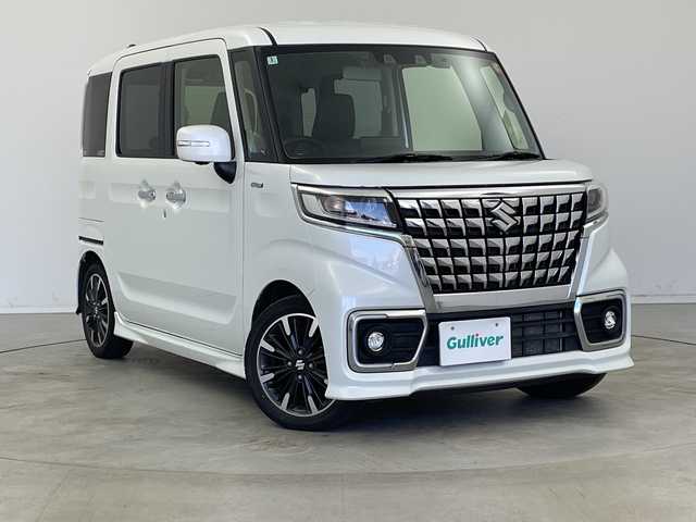 スズキ スペーシア カスタム HYBRID XS 新潟県 2022(令4)年 3.3万km ピュアホワイトP ワンオーナー/純正メモリナビ/　フルセグTV/Bluetooth/CD/DVD/USB/衝突被害軽減ブレーキ/レーンキープアシスト/レーダークルーズコントロール/ハーフレザーシート/D席シートヒーター/両側パワースライドドア/前後ドライブレコーダー/全方位モニター/ヘッドアップディスプレイ/ビルトインETC/コーナーセンサー/オートマチックハイビーム/LEDヘッドライト/アイドリングストップ/ステアリングスイッチ