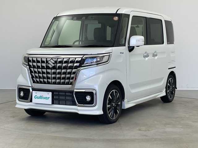 スズキ スペーシア カスタム HYBRID XS 新潟県 2022(令4)年 3.3万km ピュアホワイトP ワンオーナー/純正メモリナビ/　フルセグTV/Bluetooth/CD/DVD/USB/衝突被害軽減ブレーキ/レーンキープアシスト/レーダークルーズコントロール/ハーフレザーシート/D席シートヒーター/両側パワースライドドア/前後ドライブレコーダー/全方位モニター/ヘッドアップディスプレイ/ビルトインETC/コーナーセンサー/オートマチックハイビーム/LEDヘッドライト/アイドリングストップ/ステアリングスイッチ