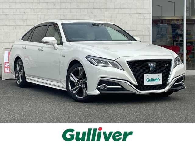 トヨタ クラウン ハイブリッド RS 山口県 2018(平30)年 6.1万km 白 純正ナビ/SD/FM/AM/BT/ETC/クルーズコントロール/バックカメラ/全周囲カメラ/衝突軽減ブレ―キ/オートホールド/オートライト/レーンアシスト/ドアバイザー/純正フロアマット/電動格納ミラー