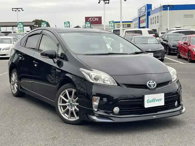 トヨタ プリウス S 長崎県 2014(平26)年 13.6万km ブラック 社外SDナビ/CD/DVD/BT/フルセグTV/バックカメラ/モデリスタエアロ/社外17インチAW/LEDヘッドライト/ETC