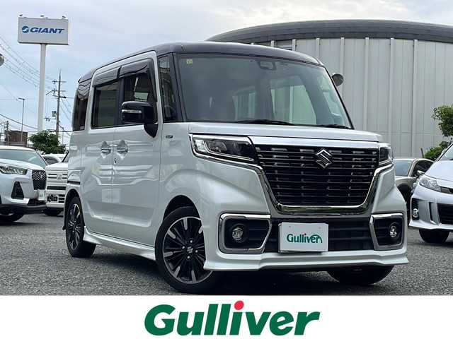 スズキ スペーシア カスタム HYBRID XS ターボ 大阪府 2018(平30)年 5.6万km 白 ワンオーナー/純正SDナビ/・DVD/CD/FM/AM/Bluetooth/・フルセグテレビ/ETC/ドライブレコーダー/ステアリングリモコン/パドルシフト/シートヒーター（D席+N席）/両側パワースライドドア/コーナーセンサー/LEDヘッドライト/オートライト/オートエアコン/スマートキー×2/プッシュスタート/12V電源/純正15インチアルミホイール/純正フロアマット/電動格納ミラー/ドアバイザー/取扱説明書/ナビ取扱説明書/保証書