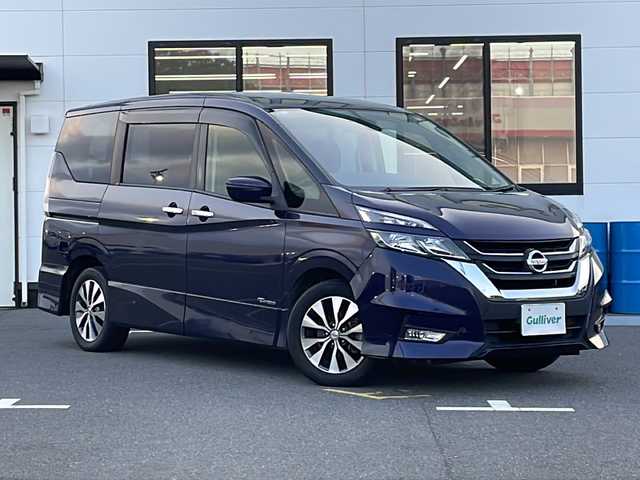 日産 セレナ ハイウェイスター 山口県 2017(平29)年 10.8万km アズライトブルー ワンオーナー/純正SDナビ　【MM316D-W】/・Bluetooth接続/・DVD再生機能有/・フルセグTV/バックカメラ/・車線逸脱警報/・ふらつき警報/・エマージェンシーブレーキ/・踏み間違い衝突防止アシスト/・クルーズコントロール/スマートキー/プッシュスタート/スペアキー1本/USB入力端子/両側パワースライドドア/ドアバイザー/ウィンカーミラー/保証書/取扱説明書