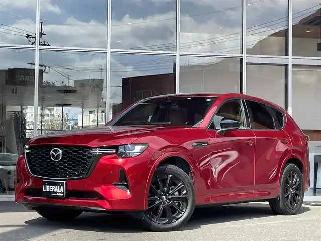 マツダ ＣＸ－６０ XD HV プレミアムスポーツ 福岡県 2022(令4)年 3.7万km ソウルレッドクリスタルM 純正ナビ/360°カメラ/フルセグTV/AppleCarPlay/BlueTooth接続/サンルーフ/ハーフレザーシート/エアシート/シートヒーター/パワーシート/パワーバックドア/レーンキープ/ブラインドスポット/LEDヘッドライト/ETC