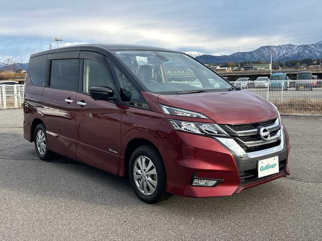 日産 セレナ ハイウェイスター 富山県 2016(平28)年 7.8万km マルーンレッド 2トーン ４WD/プロパイロット/純正12.1インチフリップダウンモニター/純正9インチSDナビゲーション/型式：MM516-D/【CD/DVD/SD/BT/AUX/フルセグTV】/アラウンドビューモニター/ビルトインETC/純正ドライブレコーダー前/両側パワースライドドア/パーキングアシスト/純正フロアマット/純正15インチAW/スマートキー