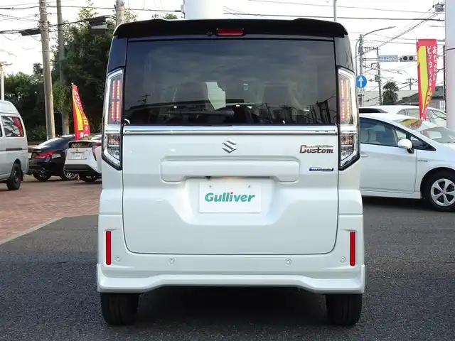 スズキ スペーシア カスタム HYBRID XS 千葉県 2025(令7)年 0.1千km ピュアホワイトパール/ブラック2トーン 【届出済未使用車】/【ピュアホワイトP/ブラック2トーン（C2H）】/LEDヘッドライト/LEDフォグランプ/ヘッドアップディスプレイ/スズキセーティサポート/両側パワースライドドア /ハーフレザーシート/シートヒーター/純正15インチAW/アダプティブクルーズコントロール/プッシュスタート/スマートキー2本/プレミアムUV/IRカットガラス/サイド/カーテンエアバッグ/保証書/取扱説明書/