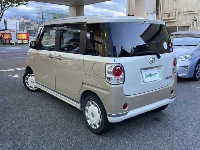 ダイハツ ムーヴ キャンバス G メイクアップ SA Ⅲ 福岡県 2018(平30)年 5.2万km パールホワイトⅢ/ナチュラルベージュマイカメタリック 2トーン 純正ディーラーナビ/（AM/FM/SD/DVD/Bluetooth/ワンセグTV）/衝突被害軽減システム/横滑り防止装置/アイドリングストップ/パワースライドドア（両側）/オートマチックハイビーム/オートライト/LEDライト/フォグランプ/ドライブレコーダー（前）/ETC/純正フロアマット/プッシュスタート/スペアキー×1