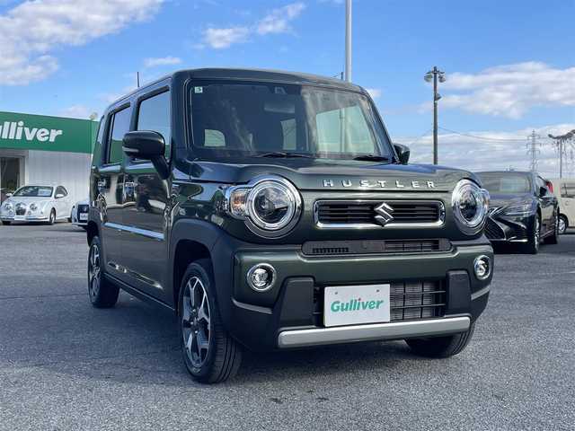 スズキ ハスラー HYBRID X ターボ 千葉県 2025(令7)年 0.7万km クールカーキPM スズキセーフティーサポート/・デュアルカメラブレーキサポート/・誤発進抑制機能/・車線逸脱警報機能/・車線逸脱抑制機能/・ふらつき警報機能/・先行車発進お知らせ機能/・ハイビームアシスト/・標識認識機能/・アダプティブクルーズコントロール/・後退時ブレーキサポート/・リヤパーキングセンサー/社外8インチSDナビ【MDV-S811HDL】/・CD/DVD/MSV/Bluetooth/フルセグ/バックカメラ/前席シートヒーター/スマートキー/純正LEDヘッドライト/フォグランプ/純正15インチアルミホイール/ヘッドライトレベライザー/社外前後ドライブレコーダー/ETC/本革巻きステアリング/サイド＆カーテンエアバッグ/新車時保証書＆取扱説明書