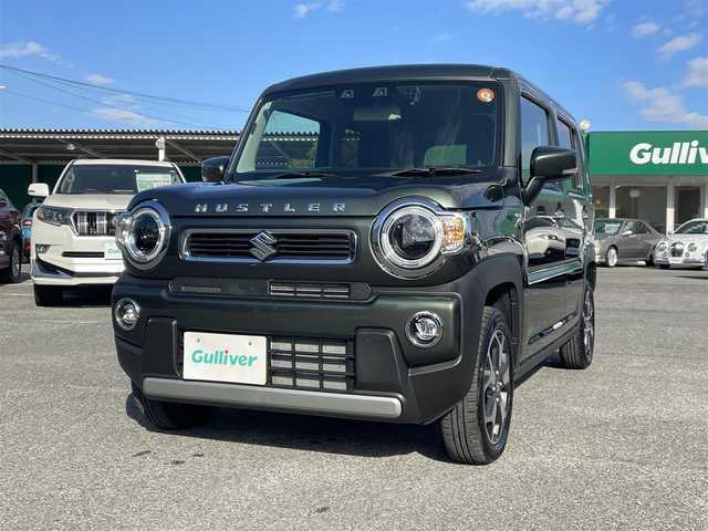 スズキ ハスラー HYBRID X ターボ 千葉県 2025(令7)年 0.7万km クールカーキPM スズキセーフティーサポート/・デュアルカメラブレーキサポート/・誤発進抑制機能/・車線逸脱警報機能/・車線逸脱抑制機能/・ふらつき警報機能/・先行車発進お知らせ機能/・ハイビームアシスト/・標識認識機能/・アダプティブクルーズコントロール/・後退時ブレーキサポート/・リヤパーキングセンサー/社外8インチSDナビ【MDV-S811HDL】/・CD/DVD/MSV/Bluetooth/フルセグ/バックカメラ/前席シートヒーター/スマートキー/純正LEDヘッドライト/フォグランプ/純正15インチアルミホイール/ヘッドライトレベライザー/社外前後ドライブレコーダー/ETC/本革巻きステアリング/サイド＆カーテンエアバッグ/新車時保証書＆取扱説明書