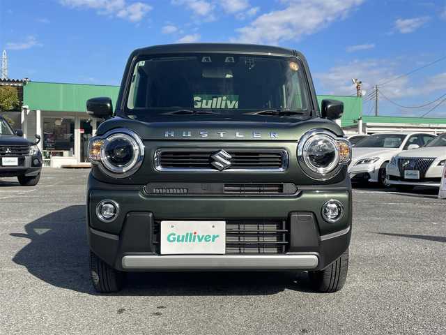 スズキ ハスラー HYBRID X ターボ 千葉県 2025(令7)年 0.7万km クールカーキPM スズキセーフティーサポート/・デュアルカメラブレーキサポート/・誤発進抑制機能/・車線逸脱警報機能/・車線逸脱抑制機能/・ふらつき警報機能/・先行車発進お知らせ機能/・ハイビームアシスト/・標識認識機能/・アダプティブクルーズコントロール/・後退時ブレーキサポート/・リヤパーキングセンサー/社外8インチSDナビ【MDV-S811HDL】/・CD/DVD/MSV/Bluetooth/フルセグ/バックカメラ/前席シートヒーター/スマートキー/純正LEDヘッドライト/フォグランプ/純正15インチアルミホイール/ヘッドライトレベライザー/社外前後ドライブレコーダー/ETC/本革巻きステアリング/サイド＆カーテンエアバッグ/新車時保証書＆取扱説明書