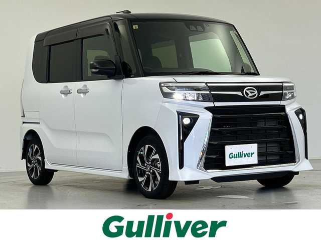 ダイハツ タント カスタム X 愛知県 2023(令5)年 2.3万km ブラックマイカメタリック/シャイニングホワイトパール ワンオーナー/禁煙車/スマートアシスト/・先行車発進システム/・車線逸脱警報システム/・レーンキープアシスト/・コーナーセンサー/両側電動スライドドア/ALPINE ワイド プレミアム メモリーナビ/・型番：NMZL-W73D/・CD/DVD/Bluetooth/フルセグTV/・アダプティブクルーズコントロール/全方位カメラ/ビルトインETC/ハーフレザーシート/DN席シートヒーター/純正フロアマット/純正ドアバイザー/オートライト/・LEDヘッドライト/・LEDフォグランプ