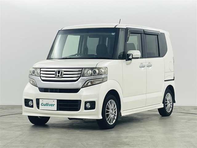 ホンダ Ｎ ＢＯＸ カスタム G Lパッケージ 福島県 2013(平25)年 8万km プレミアムホワイト ワンオーナー /衝突被害軽減システム /純正ナビ /ETC　/バックカメラ　/プッシュスタート　/・スマートキー　/LEDライト　/・フォグライト　/・オートライト/片側パワースライドドア　/純正AWホイール　/・純正AWホイール積み込み/横滑り防止装置/ウィンカーミラー/取扱説明書/・保証書