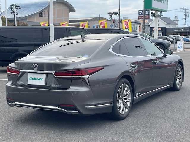 レクサス ＬＳ 500h Iパッケージ 長崎県 2018(平30)年 5.1万km マンガンラスター 純正メーカーナビ/CD/DVD/BT/USB/フルセグTV/全方位カメラ/黒レザーシート/前席メモリーシート/前席パワーシート/前席シートヒーター/前席エアーシート/ステアリングヒーター/衝突被害軽減システム/ステアリングスイッチ/レーダークルーズコントロール/ブラインドスポットモニター/デジタルインナーミラー/パワーバックドア/純正LEDヘッドライト/オートマチックハイビーム/パドルシフト/ドライブレコーダー/ビルトインETC