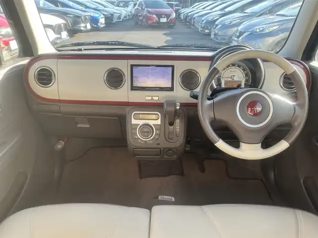 スズキ ラパン ショコラ X 島根県 2014(平26)年 9.5万km シャンパンピンクパール/メタリックホワイト 社外ＨＤＤナビ　/フルセグＴＶ　/ＤＶＤ再生　/Ｂｌｕｅｔｏｏｔｈ接続　/ＥＴＣ　/アイドリングストップ/スマートキー/プッシュスタート/純正アルミホイール　/純正ＨＩＤヘッドライト/純正フロアマット　/保証書　/取扱説明書　/スペアキー１本　