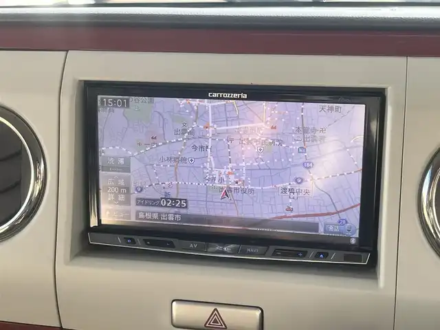 スズキ ラパン ショコラ X 島根県 2014(平26)年 9.5万km シャンパンピンクパール/メタリックホワイト 社外ＨＤＤナビ　/フルセグＴＶ　/ＤＶＤ再生　/Ｂｌｕｅｔｏｏｔｈ接続　/ＥＴＣ　/アイドリングストップ/スマートキー/プッシュスタート/純正アルミホイール　/純正ＨＩＤヘッドライト/純正フロアマット　/保証書　/取扱説明書　/スペアキー１本　