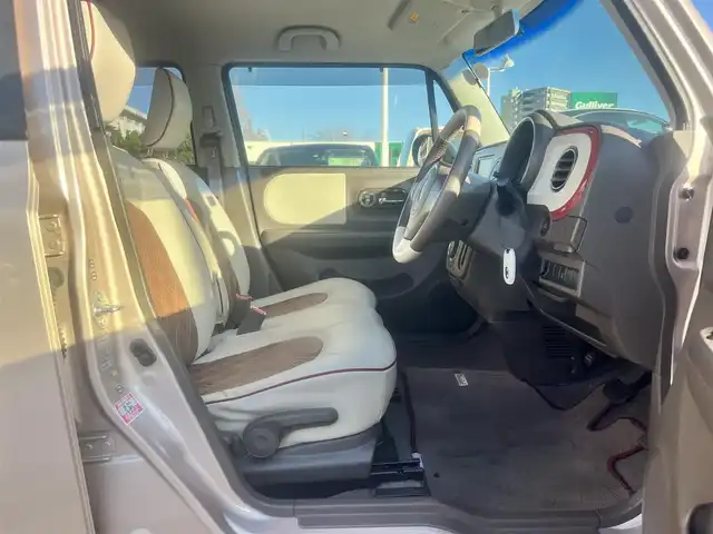 スズキ ラパン ショコラ X 島根県 2014(平26)年 9.5万km シャンパンピンクパール/メタリックホワイト 社外ＨＤＤナビ　/フルセグＴＶ　/ＤＶＤ再生　/Ｂｌｕｅｔｏｏｔｈ接続　/ＥＴＣ　/アイドリングストップ/スマートキー/プッシュスタート/純正アルミホイール　/純正ＨＩＤヘッドライト/純正フロアマット　/保証書　/取扱説明書　/スペアキー１本　