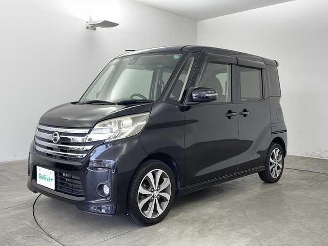 日産 デイズ ルークス ハイウェイスターターボ 兵庫県 2015(平27)年 9.2万km ブラック ・社外7インチメモリナビ/・CD/DVD/SD/USB/iPod/・ワンセグTV/・アラウンドビューモニター/・両側パワースライド/・衝突軽減システム/・横滑り防止装置/・アイドリングストップ/・HIDヘッドライト/・オートライト/・フォグライト/・ステアリングリモコン/・ETC/・純正フロアマット/・純正15インチアルミホイール/・純正ドアバイザー/・防眩ミラー/・スマートキー/・プッシュスタート/・W＋サイドエアバッグ