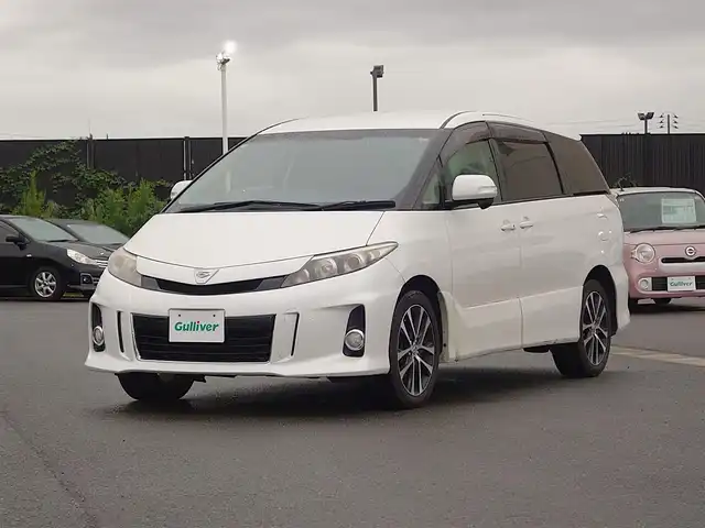 トヨタ エスティマ アエラス 山形県 2012(平24)年 10.5万km ホワイトパールクリスタルシャイン 4WD/純正HDDナビ/　【CD DVD HDD AUX】/フルセグTV/バックカメラ/両側パワースライドドア/ETC/スマートキー/3列シート/キセノンヘッドライト/フォグランプ/ウィンカーミラー/純正フロアマット/ドアバイザー