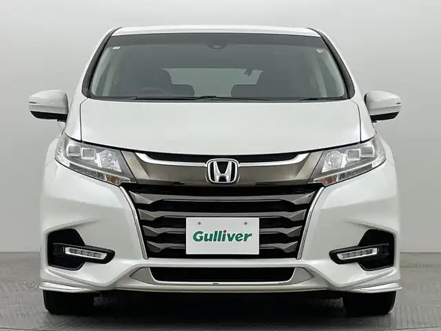 ホンダ オデッセイ G エアロ ホンダセンシング 新潟県 2018(平30)年 7.6万km プラチナホワイトパール ワンオーナー/純正９インチメモリナビ/フルセグ/　CD/DVD/Bluetooth/VXM-187FNi/バックカメラ/両側パワースライドドア/スマートキー×２/衝突被害軽減ブレーキ/レーダークルーズコントロール/LEDヘッドライト/オートライト/ETC2.0/フォグランプ/レーンアシスト/プッシュスタート/社外アルミ付きスタッドレス/　（積み込み７mm）