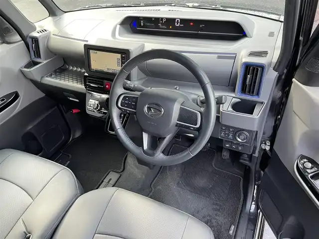 ダイハツ タント カスタム RS 滋賀県 2019(令1)年 4.3万km ブラックマイカメタリック 純正ナビ/CD/DVD/USB/Bluetooth/フルセグTV/バックカメラ/ハーフレザーシート/シートヒーター/ロングスライドシート/両側パワースライドドア/ドライブレコーダー/衝突軽減ブレーキ/LEDヘッドライト/オートハイビーム/純正アルミホイール/プッシュスタート/スマートキー