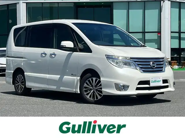 日産 セレナ ハイウェイS G S HV Aセーフ 奈良県 2014(平26)年 8.5万km ブリリアントホワイトパール 純正ナビ７インチワイド　/ワンセグテレビ　/ｂｌｕｅｔｏｏｔｈ　/バックカメラ　/社外ドライブレコーダー前後　/片側パワースライドドア　/レーンキープアシスト　/インテリジェントエマージェンシーブレーキ/純正フロアマット/純正アルミホイール/フォグランプ/パーソナルテーブル（2列と3列目用）