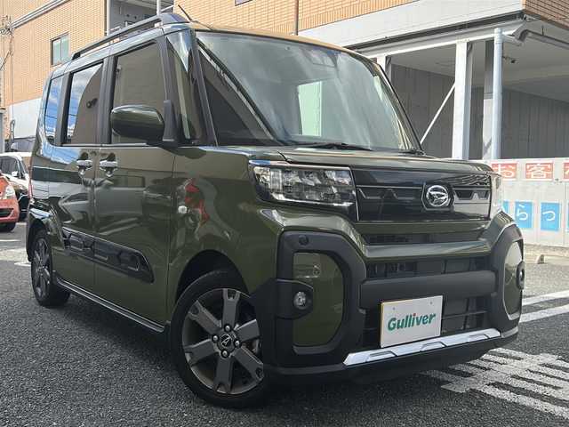 ダイハツ タント ファンクロスターボ 大阪府 2023(令5)年 1.1万km フォレストカーキメタリック 純正メモリーナビ/フルセグTV/Bluetoothオーディーオ/DVD再生/バックカメラ/衝突軽減ブレーキ/車線逸脱警報/レーダークルーズコントロール/両側パワースライドドア/フロントシートヒーター/ビルトインETC/ドラレコ/LEDライト/スマートキー/スペアキー（スマートキー）