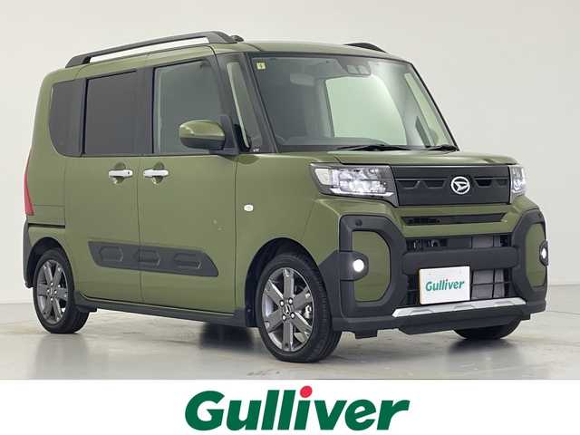 ダイハツ タント ファンクロスターボ 愛知県 2023(令5)年 1.1万km フォレストカーキメタリック 純正メモリーナビ/フルセグTV/Bluetoothオーディーオ/DVD再生/バックカメラ/衝突軽減ブレーキ/車線逸脱警報/レーダークルーズコントロール/両側パワースライドドア/フロントシートヒーター/ビルトインETC/ドラレコ/LEDライト/スマートキー/スペアキー（スマートキー）