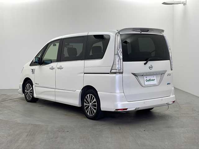 日産 セレナ ハイウェイS G S HV Aセーフ 栃木県 2015(平27)年 7.3万km ブリリアントホワイトパール 社外8インチナビ/（フルセグ/CD/DVD/BT/SD/AM/FM)）/両側パワースライドドア/フリップダウンモニター/アラウンドビューモニター/前後ドライブレコーダー/プリクラッシュセーフティーブレーキ/レーンキープアシスト/クルーズコントロール/コーナーセンサー/LEDオートライト/フォグランプ/電動格納ミラー/ETC/ステアリングスイッチ/純正アルミホイール/プッシュスタート/スマートキー