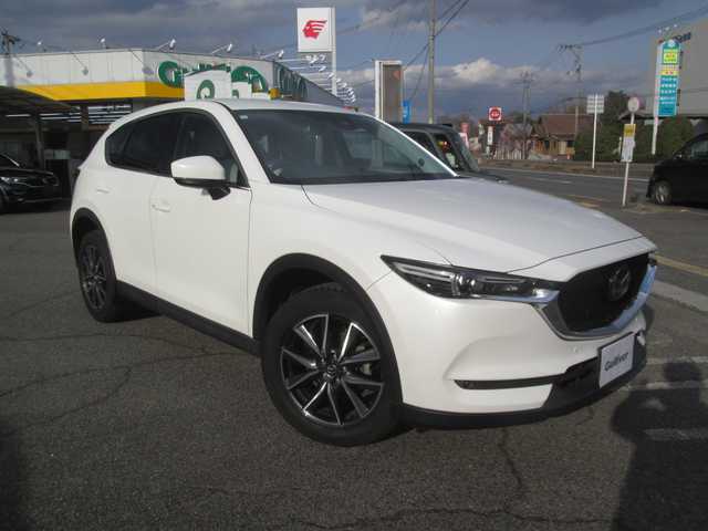 マツダ ＣＸ－５ 25S Lパッケージ 広島県 2017(平29)年 7.6万km スノーフレイクホワイトパールマイカ マツダコネクトナビ/ホワイトレザーシート/フルセグTV/バックカメラ/DVD/Bluetooth/ステアリングヒーター/前席パワーシート/前席シートヒーター/LEDヘッドライト/オートライト/BOSEサウンドシステム/パワーバックドア/スマートインETC/スペアキー