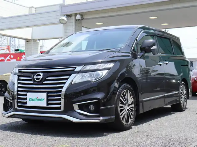 日産 エルグランド 250ハイウェイスターS 神奈川県 2019(令1)年 5.5万km ファントムブラック 純正メモリナビ/フルセグテレビ/バックカメラ/フリップダウンモニター/ブラック合皮シート/スマートエントリー/イモビライザー/オットマン/クルーズコントロール/ドアバイザー/プッシュスタート/両側パワースライドドア/ETC/LEDヘッドライト/リアシェード/ドラレコ（前）/コーナーセンサー（前後）/保証書/取説、ナビ説/スペアスマートキー