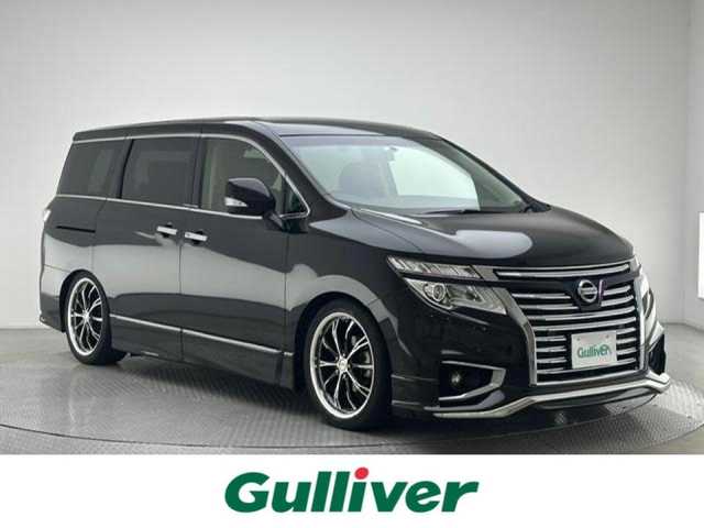 日産 エルグランド 250ハイウェイスターS 兵庫県 2018(平30)年 5万km ファントムブラック 社外ナビ　（パナソニック　CN-RE05WD）/（CD、DVD、BT、MSV、フルセグ）/両側パワースライドドア/クルーズコントロール/MTモード付AT/ETC　/ALPINEフリップダウン/LEDヘッドライト/LEDフォグランプ/オートライト/車高調/社外20インチAW