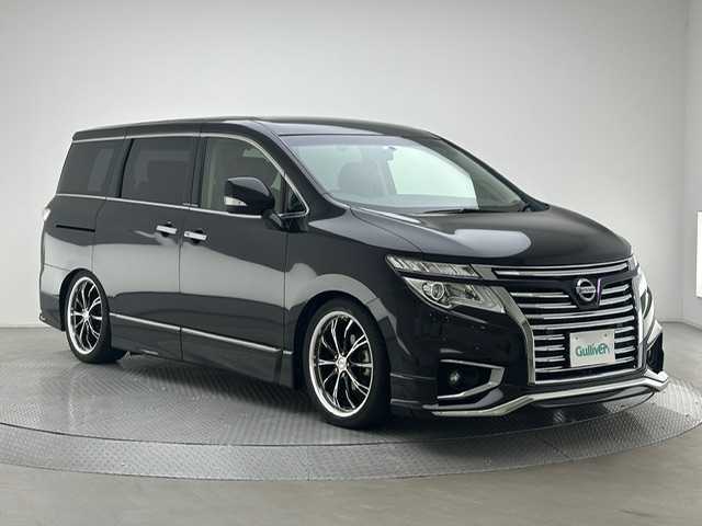 日産 エルグランド 250ハイウェイスターS 兵庫県 2018(平30)年 5万km ファントムブラック 社外ナビ　（パナソニック　CN-RE05WD）/（CD、DVD、BT、MSV、フルセグ）/両側パワースライドドア/クルーズコントロール/MTモード付AT/ETC　/ALPINEフリップダウン/LEDヘッドライト/LEDフォグランプ/オートライト/車高調/社外20インチAW