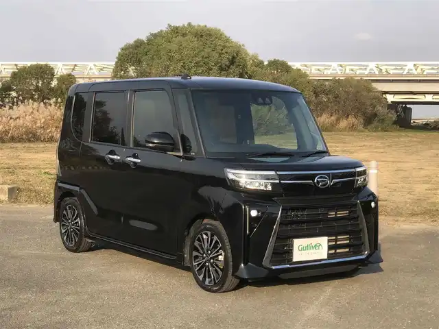 ダイハツ タント カスタム RS 福岡県 2022(令4)年 2.8万km ブラックマイカメタリック 9インチスマホ連携ディスプレイオーディオ/　フルセグTV/Bluetooth/HDMI/　Apple CarPlay/Android　Auto/社外前後録画ドライブレコーダーミラー/　（バルーチェII　No.5700）/アラウンドビューモニター/ハーフレザーシート/前席シートヒーター/アイドリングストップ/ウィンカーミラー/プッシュスタート/両側パワースライドドア/ETC/純正LEDヘッドライト/純正フロアマット/保証書/取扱説明書/スマートアシスト/・衝突警報機能（対車両・対歩行者）/・衝突回避支援ブレーキ機能（対車両・対歩行者）/・ブレーキ制御付誤発進抑制機能（前方・後方）/・車線逸脱警報機能/・車線逸脱抑制制御機能/・路側逸脱警報機能/・ふらつき警報/・先行車発進お知らせ機能/・標識認識機能/・全車速追従機能付ACC/　（アダプティブクルーズコントロール）/・LKC（レーンキープコントロール）/・AHB（オートハイビーム）/・ADB（アダプティブドライビングビーム）