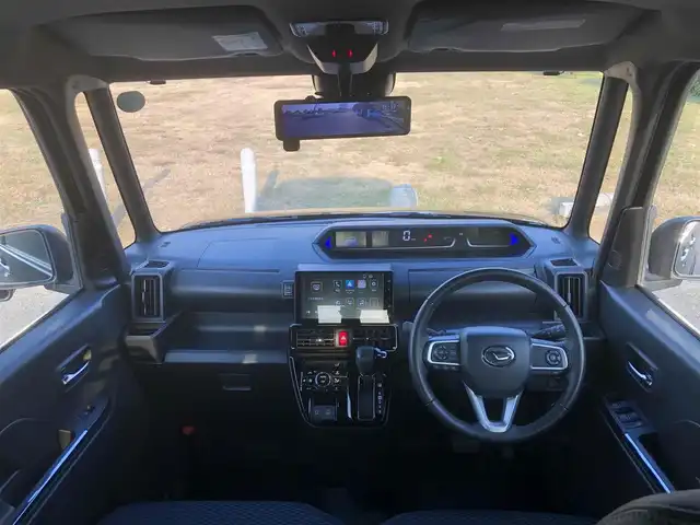 ダイハツ タント カスタム RS 福岡県 2022(令4)年 2.8万km ブラックマイカメタリック 9インチスマホ連携ディスプレイオーディオ/　フルセグTV/Bluetooth/HDMI/　Apple CarPlay/Android　Auto/社外前後録画ドライブレコーダーミラー/　（バルーチェII　No.5700）/アラウンドビューモニター/ハーフレザーシート/前席シートヒーター/アイドリングストップ/ウィンカーミラー/プッシュスタート/両側パワースライドドア/ETC/純正LEDヘッドライト/純正フロアマット/保証書/取扱説明書/スマートアシスト/・衝突警報機能（対車両・対歩行者）/・衝突回避支援ブレーキ機能（対車両・対歩行者）/・ブレーキ制御付誤発進抑制機能（前方・後方）/・車線逸脱警報機能/・車線逸脱抑制制御機能/・路側逸脱警報機能/・ふらつき警報/・先行車発進お知らせ機能/・標識認識機能/・全車速追従機能付ACC/　（アダプティブクルーズコントロール）/・LKC（レーンキープコントロール）/・AHB（オートハイビーム）/・ADB（アダプティブドライビングビーム）
