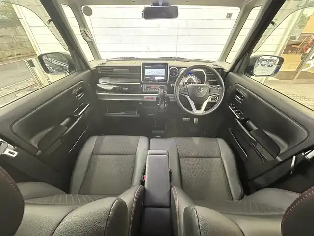 スズキ スペーシア カスタム HYBRID XS 埼玉県 2020(令2)年 10.4万km ブルーイッシュブラックパール3 ワンオーナー/スズキセーフティサポート/純正ナビ（フルセグTV/AM/FM/BT）/B/F/S/全方位カメラ/レーンキープアシスト/両側電動スライドドア/純正フロアマット/純正15インチアルミホイール/コーナーセンサー後/ハーフレザーシート/シートヒーター(D)/HUD/純正LEDヘッドライト/純正LEDフォグランプ/純正ドアバイザー/ビルトインETC/ドライブレコーダー（前）/革巻きステアリング/ステアリングスイッチ/アイドリングストップ機能/電動格納ミラー/ウィンカーミラー/スマートキー/プッシュスタートボタン/車両取扱説明書/保証書