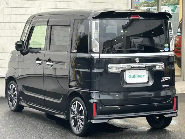 スズキ スペーシア カスタム HYBRID XS 埼玉県 2020(令2)年 10.4万km ブルーイッシュブラックパール3 ワンオーナー/スズキセーフティサポート/純正ナビ（フルセグTV/AM/FM/BT）/B/F/S/全方位カメラ/レーンキープアシスト/両側電動スライドドア/純正フロアマット/純正15インチアルミホイール/コーナーセンサー後/ハーフレザーシート/シートヒーター(D)/HUD/純正LEDヘッドライト/純正LEDフォグランプ/純正ドアバイザー/ビルトインETC/ドライブレコーダー（前）/革巻きステアリング/ステアリングスイッチ/アイドリングストップ機能/電動格納ミラー/ウィンカーミラー/スマートキー/プッシュスタートボタン/車両取扱説明書/保証書