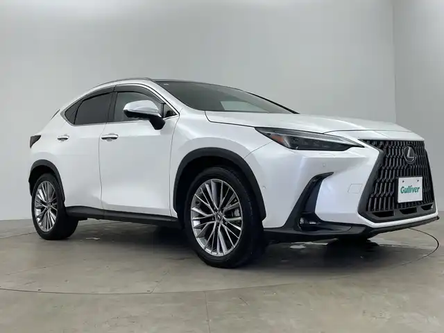 レクサス ＮＸ 350h バージョンL 鹿児島県 2023(令5)年 6.2万km ソニッククォーツ サンルーフ/純正ナビ付ディスプレイオーディオ/（Bluetooth/フルセグTV）/パノラミックビューモニター/マークレビンソンプレミアムサウンド/レザーシート/パワーシート/シートヒーター/メモリシート(D)/電動リアゲート/電動サイドブレーキ/オートホールド/ビルトインETC2.0/BSM/ビルドインETC/WCO/SPORT/EVモード/革巻きステアリング/ステアリングスイッチ/パドルシフト/Autoライト/前後ドライブレコーダー/三眼LEDヘッドライト/デジタルインナーミラー/フォグ/クリアランスソナー/シーケンシャルウィンカー/ヘッドアップディスプレイ/電動格納ミラー/ウィンカーミラー/スマートキー/スペアキー(2本)/プッシュスタートボタン/純正フロアマット/純正アルミホイール