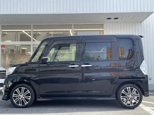 ダイハツ タント カスタム RS SA 大阪府 2014(平26)年 11.5万km ブラックマイカメタリック スマートアシスト/衝突軽減ブレーキ/社外ナビ　/フルセグＴＶ　/バックカメラ　/両側パワースライドドア　/ＥＴＣ　/スマートキー　/プッシュスタート　/ＨＩＤヘッドライト　/純正１５アルミホイール　/アイドリングストップ　/横滑り防止装置