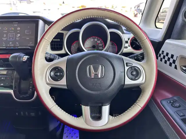 ホンダ Ｎ ＢＯＸ スラッシュ G ターボLインテリアカラーパッケージ 宮城県 2017(平29)年 9.1万km クリスタルブラックパール ホワイトルーフ/社外８型SDナビ/【CD・DVD・SD・BT・フルセグTV】/バックカメラ/合皮シート/シートヒーター/純正エンジンスターター/社外ドライブレコーダー/クルーズコントロール/社外フットイルミネーション/パドルシフト/社外ツィーター/横滑り防止装置/オートライト/LEDヘッドライト/フォグライト/スマートキーX2/ETC