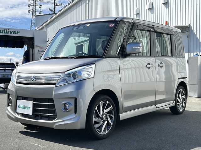 スズキ スペーシア カスタム TS 三重県 2014(平26)年 6.7万km スチールシルバーM 社外SDナビ/Bluetooth/フルセグTV/バックカメラ/両側パワースライドドア/ETC/純正フロアマット/ドアバイザー/純正15インチアルミ/HIDヘッドライト/フォグランプ/社外シートカバー