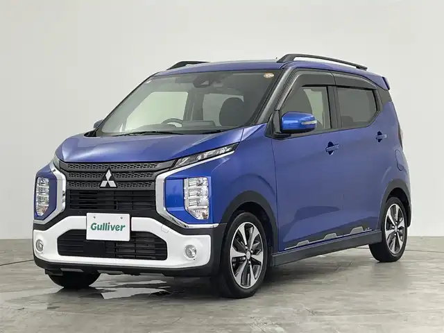 三菱 ｅＫクロス T 群馬県 2019(平31)年 3.9万km ライトニングブルーマイカ 純正９インチナビ　アラウンドビューモニター　マイパイロット　ＬＥＤライト　ＡＨＢ　シートヒーター　純正１５インチＡＷ　ステアリングリモコン　デジタルインナーミラー　ＥＴＣ　スマートキー　禁煙車