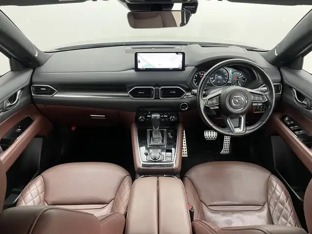 マツダ ＣＸ－８ XD エクスクルーシブモード 岡山県 2022(令4)年 5.1万km プラチナクォーツメタリック 純正10.25インチナビ/（CD/DVD/BT/Carplay/TV/HDMI)/全周囲カメラ/BOSEサウンドシステム/フリップダウンモニター/CD/DVDデッキ/ブラウンレザーシート/シートベンチレーション/パワーシート/LEDヘッドライト/オートライト/フォグランプ/マツダセーフティーサポカーS/ルーフレール/電動リアゲート/スペアキー１個