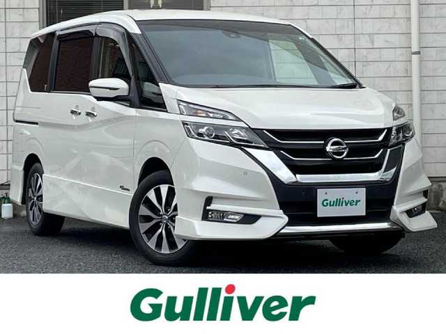 日産 セレナ ハイウェイスター Vセレクション 福岡県 2018(平30)年 3.7万km ブリリアントホワイトパール ワンオーナー/純正9インチSDナビ【MM517D-L】/　(AM/FM/CD/DVD/Blu-ray/Bluetooth/フルセグTV)/アラウンドビューモニター/純正フリップダウンモニター/走行支援システム/・インテリジェントエマージェンシーブレーキ/・車線逸脱警報/・ふらつき警報/クルーズコントロール/横滑り防止機能/インテリジェントパーキングアシスト/両側パワースライドドア/(ハンズフリー機能付き)/純正16インチアルミホイール/純正前方ドライブレコーダー/純正ビルトインETC/プッシュスタート/ステアリングスイッチ/電格ウィンカーミラー/ドアバイザー/純正フロアマット/スペアキー×1/保証書/取扱説明書/ナビ取扱説明書