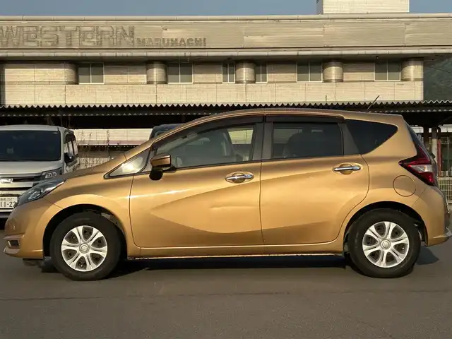 日産 ノート X 岡山県 2016(平28)年 4.7万km ギャラクシーゴールド 純正ナビ　/衝突被害軽減システム　/バックカメラ　/ドライブレコーダー　/レーンキープアシスト　/プッシュスタート　/盗難防止装置　/横滑り防止装置　/オートライト　/オートマチックハイビーム　/USB入力端子　/ETC